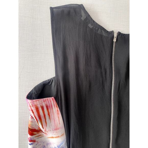 Sandro Sz 3/US 8 Bold Feather Print Dress Black Mini Sheer Cocktail Artsy French - Picture 9 of 13